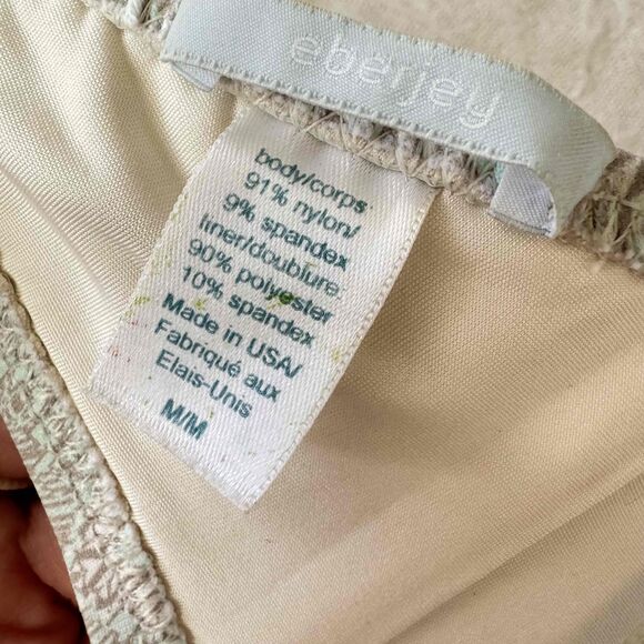 Eberjey Bandeau Halter Neck Chevron Pattern Turquoise Seafoam Bikini Top Medium - Picture 3 of 5